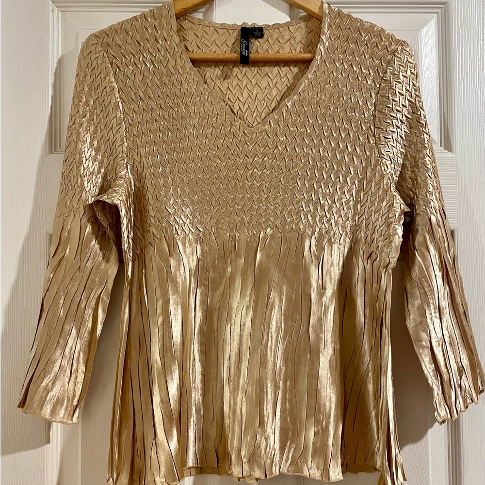 Essentials Metallic Gold Blouse - image 2